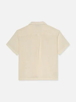 FRAME Short Sleeve Camp Collar Shirt in Off White