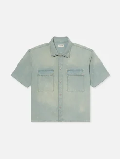 FRAME Short Sleeve Relaxed Denim Shirt in
