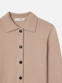 Women FRAME Shrunken Cashmere Cardi in Almond Pink