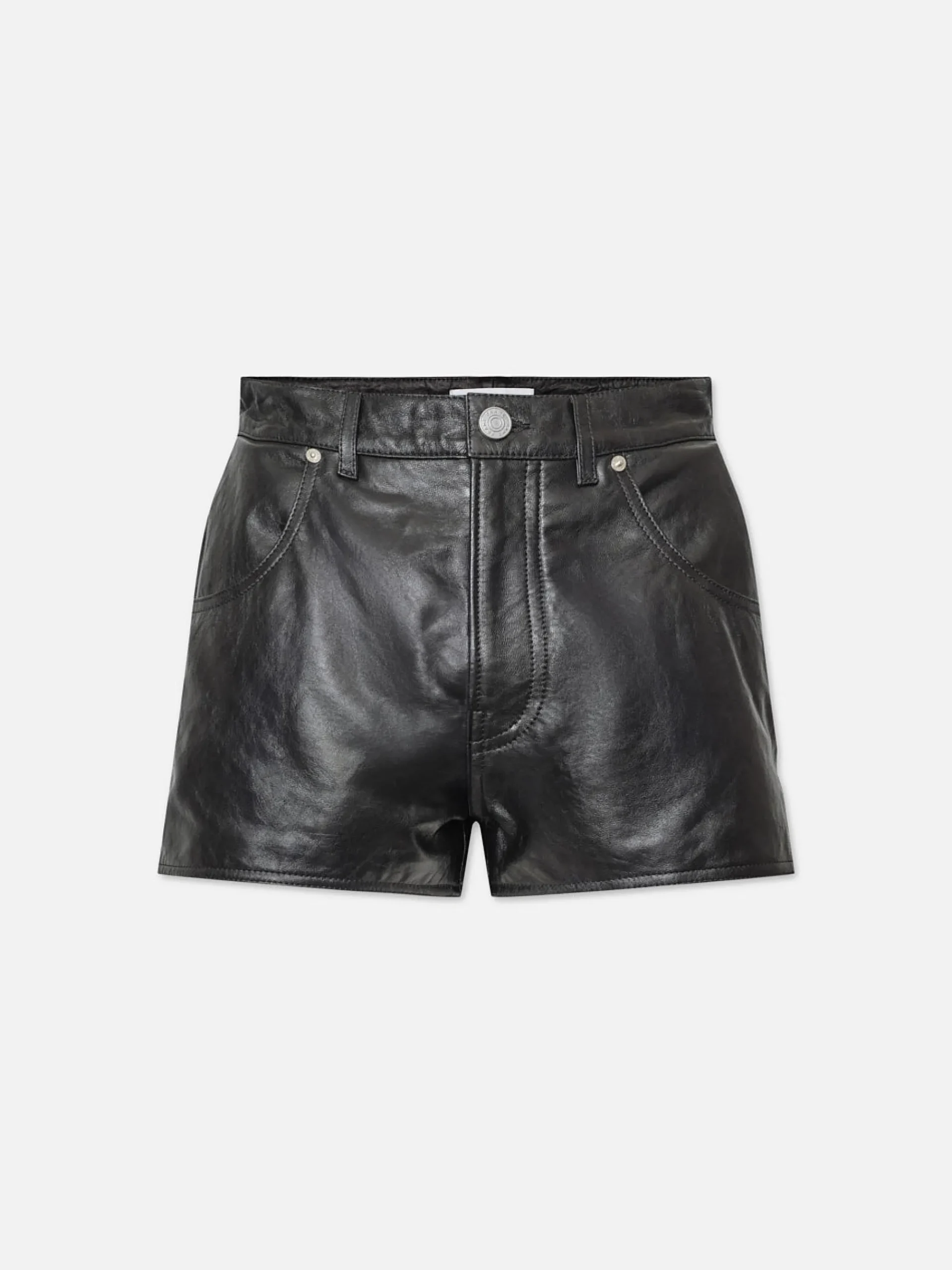 Women FRAME Side Slit Leather Short in