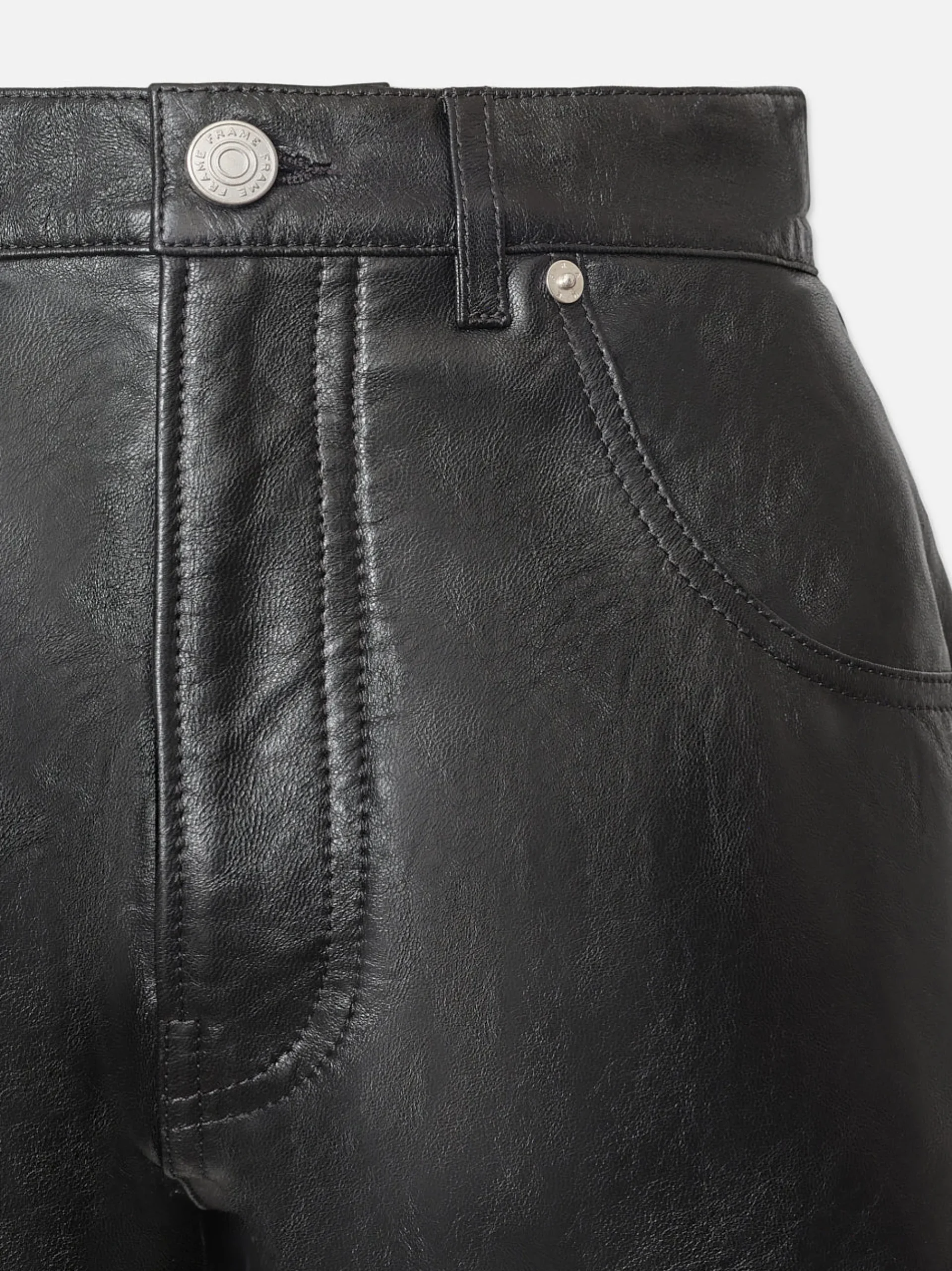 Women FRAME Side Slit Leather Short in