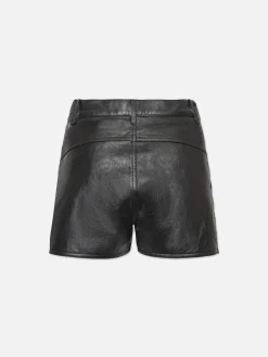 Women FRAME Side Slit Leather Short in