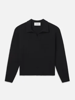FRAME Silk Blend Polo Sweater in