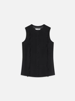 Women FRAME Sleeveless Ruffle Trim Blouse in