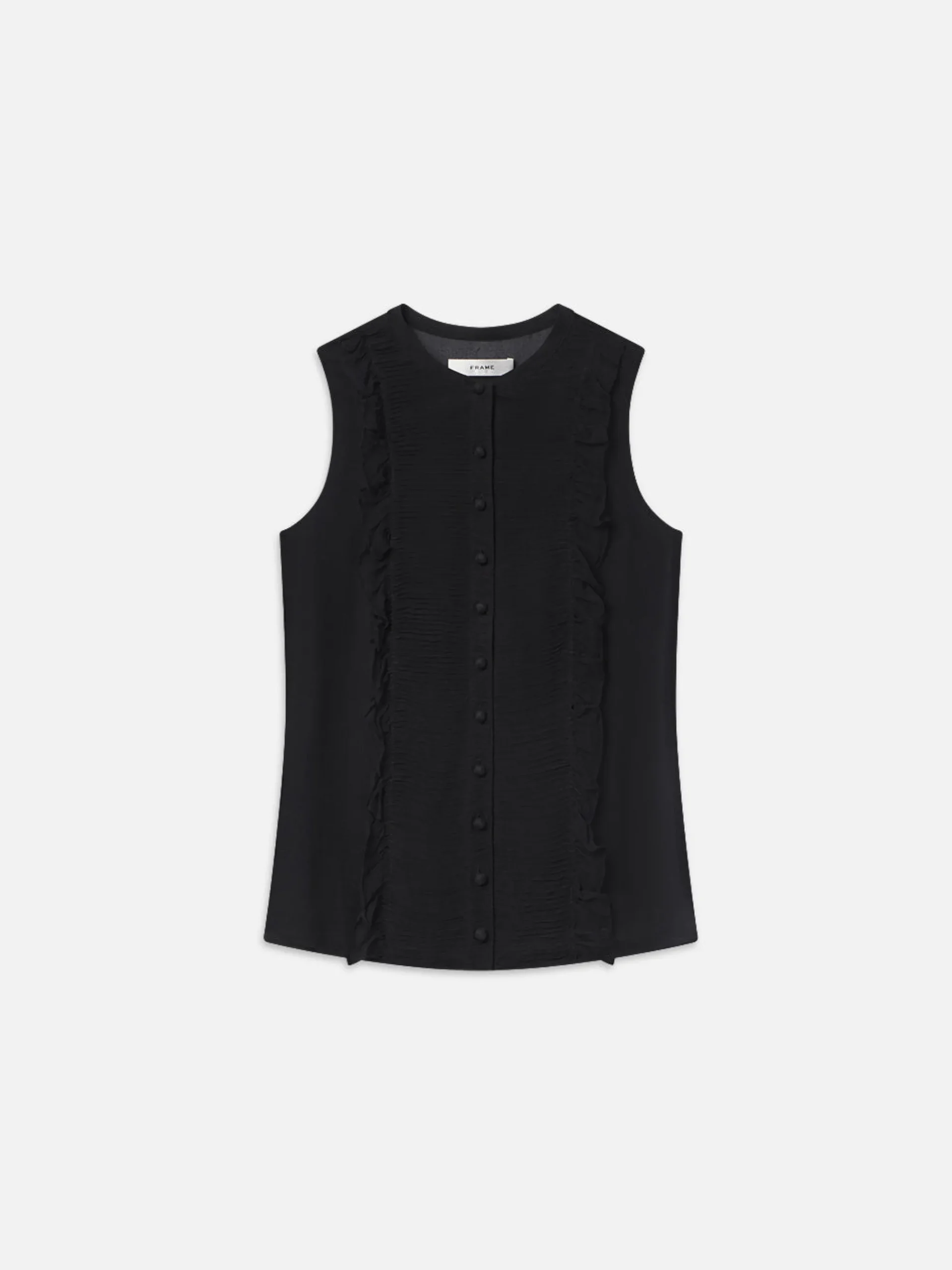 Women FRAME Sleeveless Ruffle Trim Blouse in