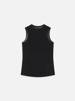 Women FRAME Sleeveless Ruffle Trim Blouse in