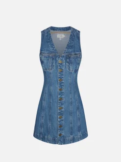 Women FRAME Sleeveless Trucker Pocket Dress in
