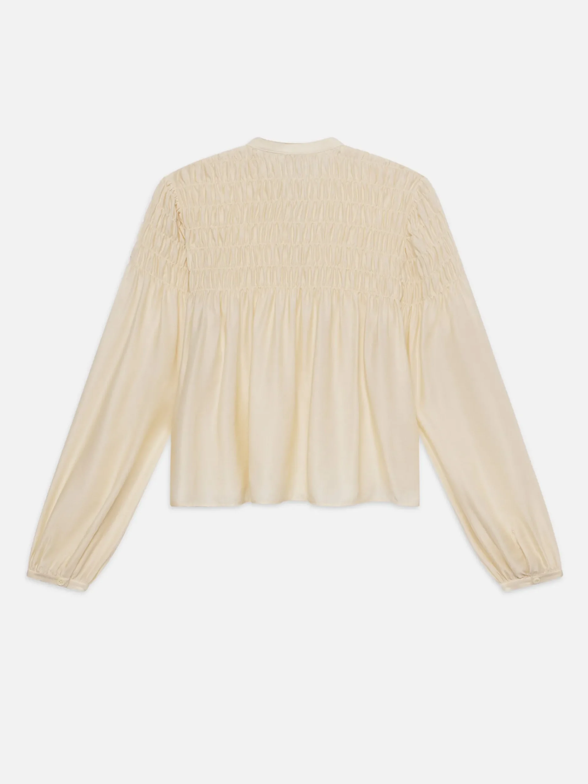 Women FRAME Smocked Collarless Blouse in