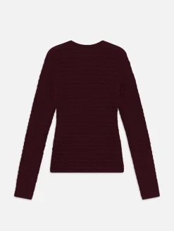 Women FRAME Smocked Long Sleeve Crewneck in