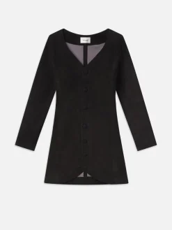 Women FRAME Suede Button Front Mini Dress in