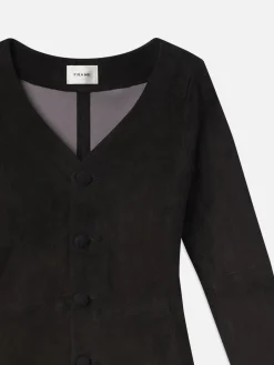 Women FRAME Suede Button Front Mini Dress in