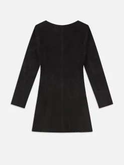 Women FRAME Suede Button Front Mini Dress in