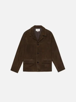 FRAME Suede Jacket in Dark Camel