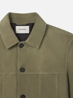 FRAME Suede Jacket in Light Olive