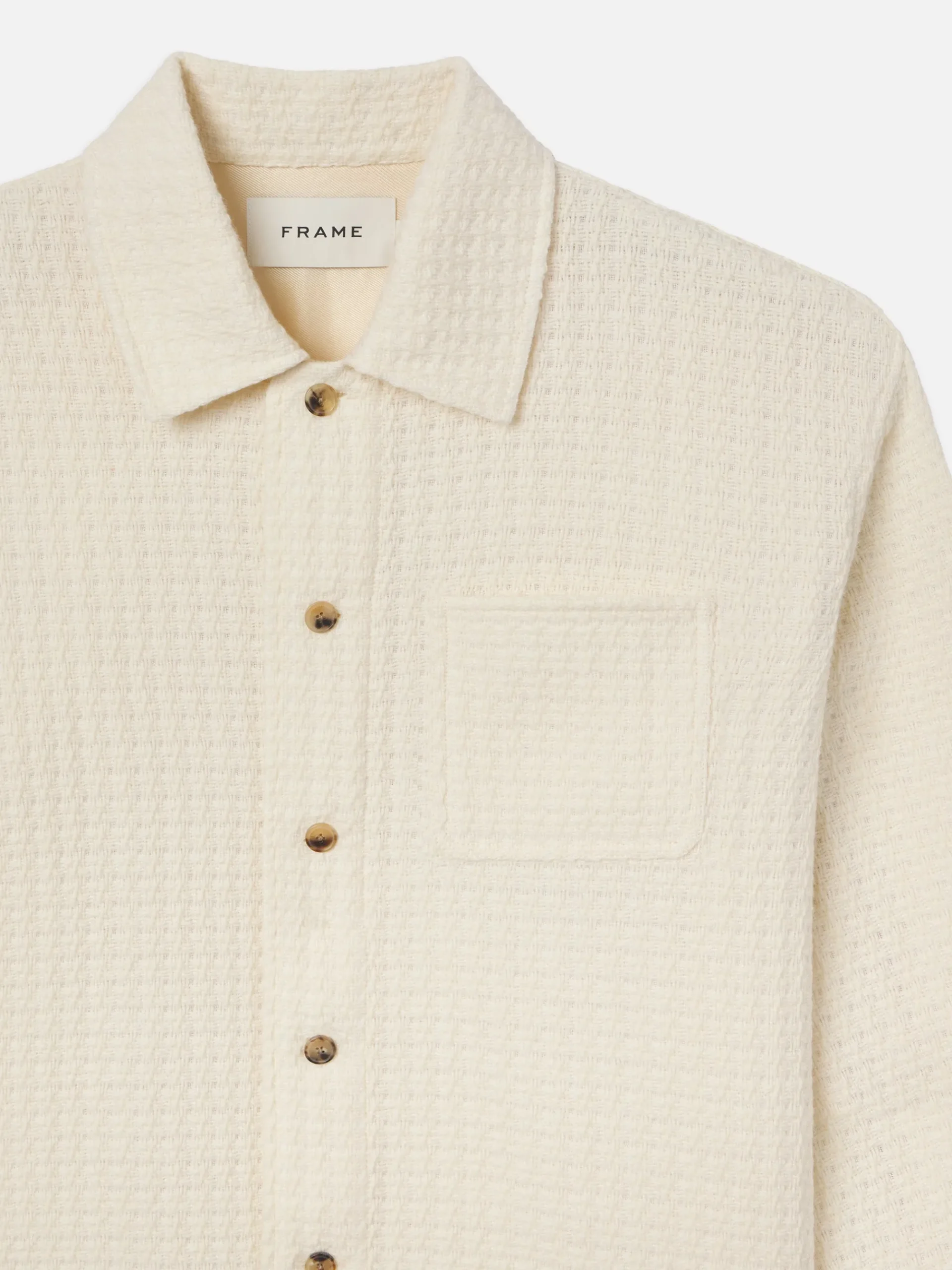 FRAME Textured Shirt Jacket in Off White
