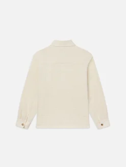 FRAME Textured Shirt Jacket in Off White