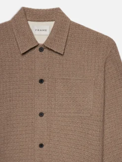 FRAME Textured Shirt Jacket in Light Brown