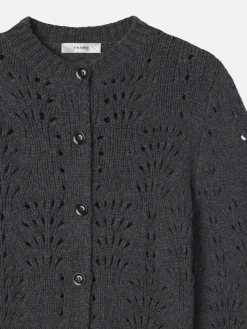 Women FRAME Textured Stitch Cardigan in Dark Gris Heather