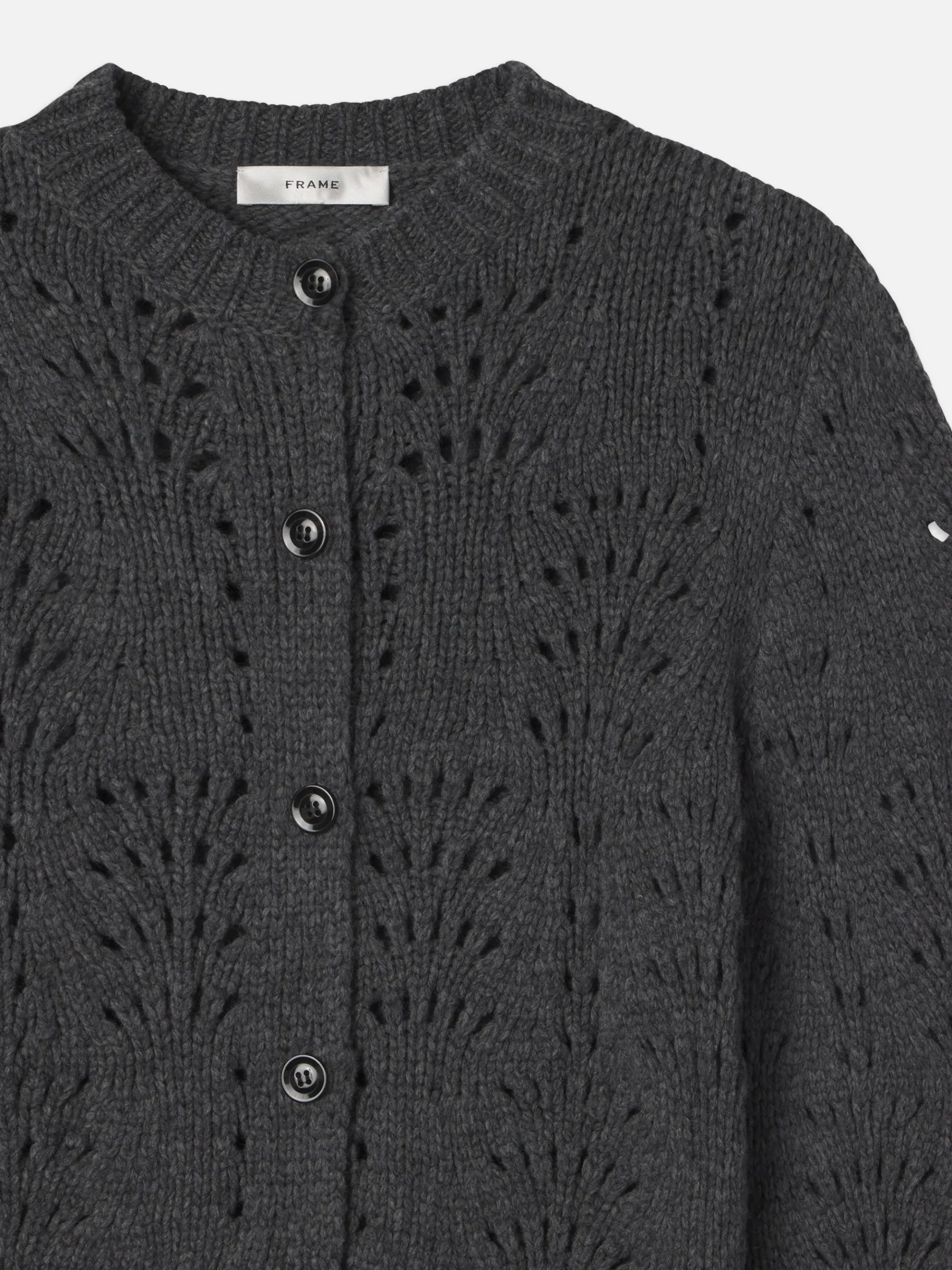 Women FRAME Textured Stitch Cardigan in Dark Gris Heather