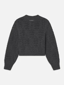 Women FRAME Textured Stitch Cardigan in Dark Gris Heather