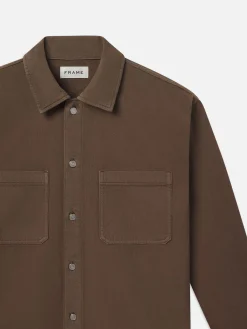 FRAME Textured Terry Relaxed Shirt in Soft Mocha
