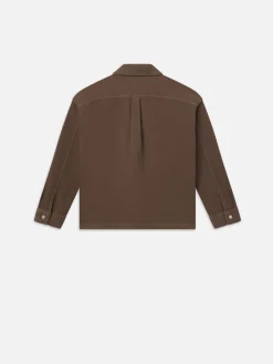 FRAME Textured Terry Relaxed Shirt in Soft Mocha