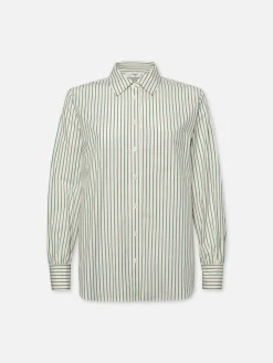 Women FRAME The Borrowed Pocket Shirt in Green Gem Multi