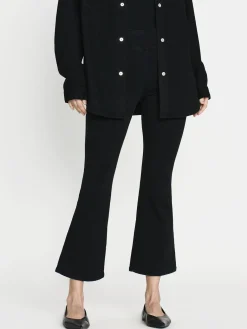 Women FRAME The Jetset Crop Mini Boot in Sheen Noir