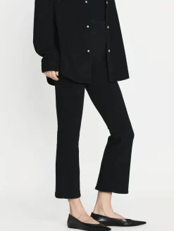 Women FRAME The Jetset Crop Mini Boot in Sheen Noir