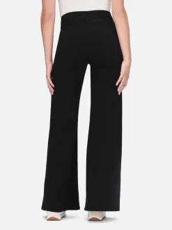 Women FRAME The Jetset Wide Leg in Sheen Noir