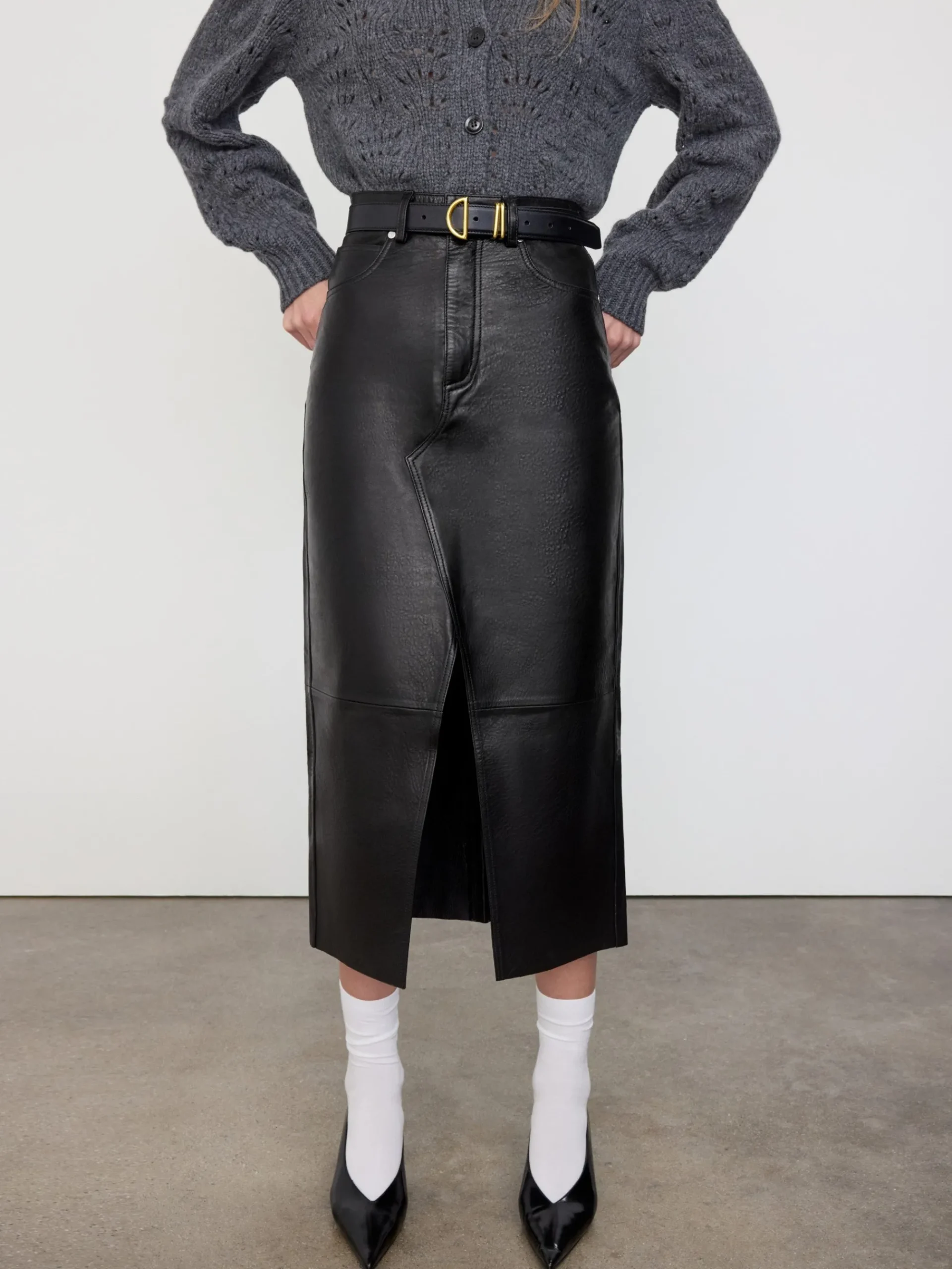 Women FRAME The Leather Midaxi Skirt in