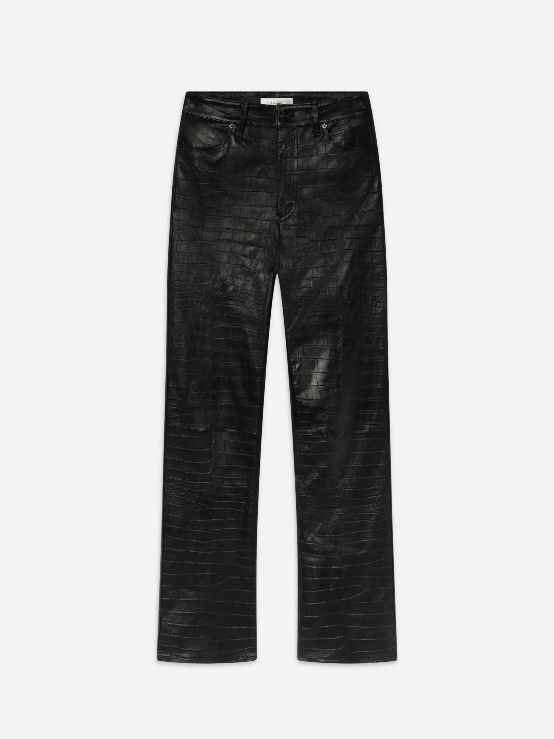 Women FRAME The Leather Ruler in Black Croc
