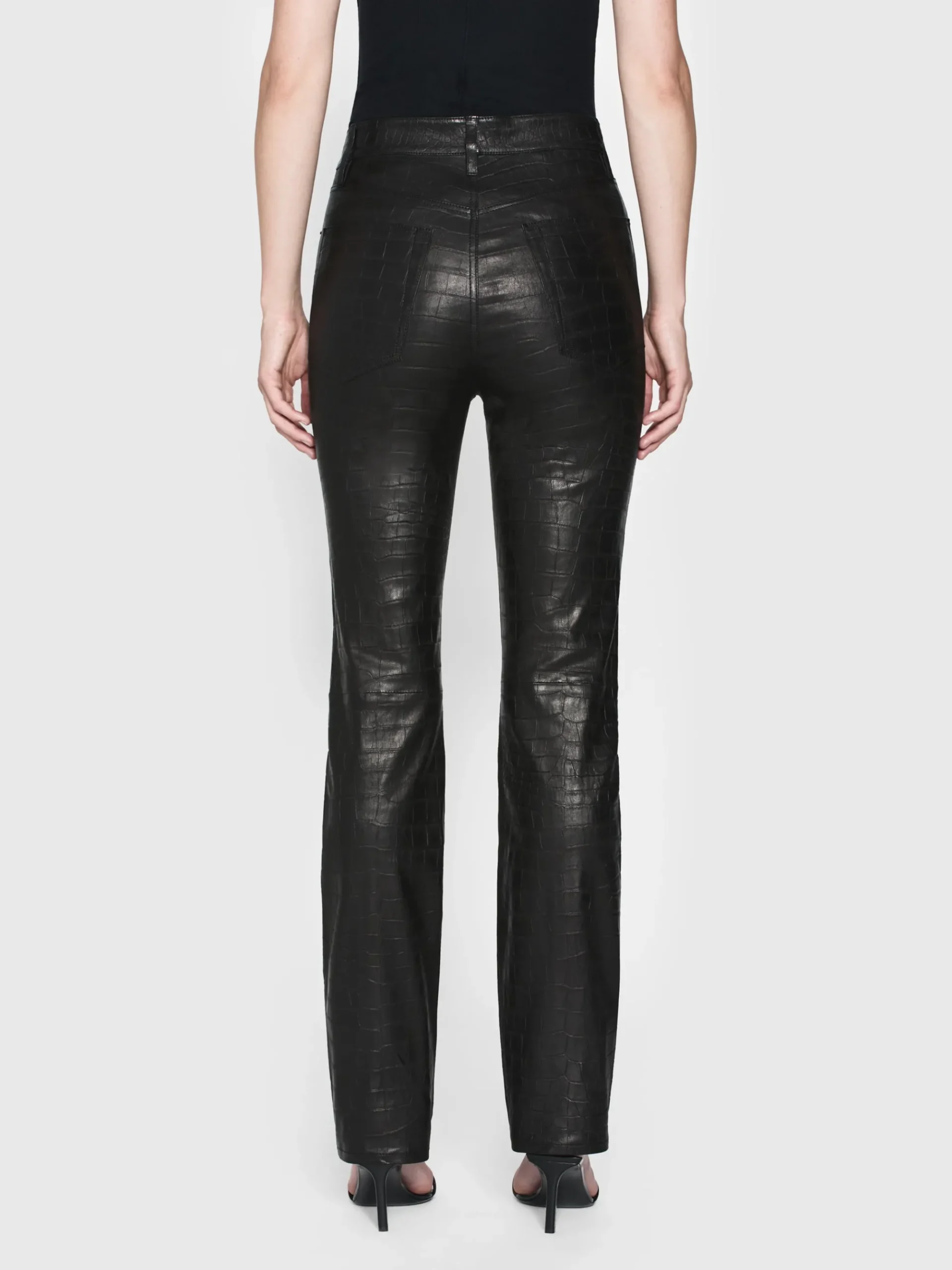 Women FRAME The Leather Ruler in Black Croc