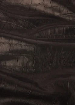 Women FRAME The Leather Ruler in Black Croc