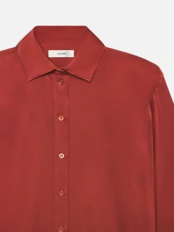 Women FRAME The Oversized Shirt in Deep Rust