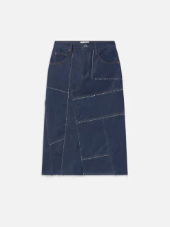 Women FRAME The Patchwork Midi Skirt in