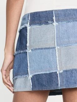 Women FRAME The 70's Patchwork Mini Skirt in Road Trip