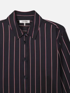 Women FRAME The Standard Shirt in Navy Stripe Multi
