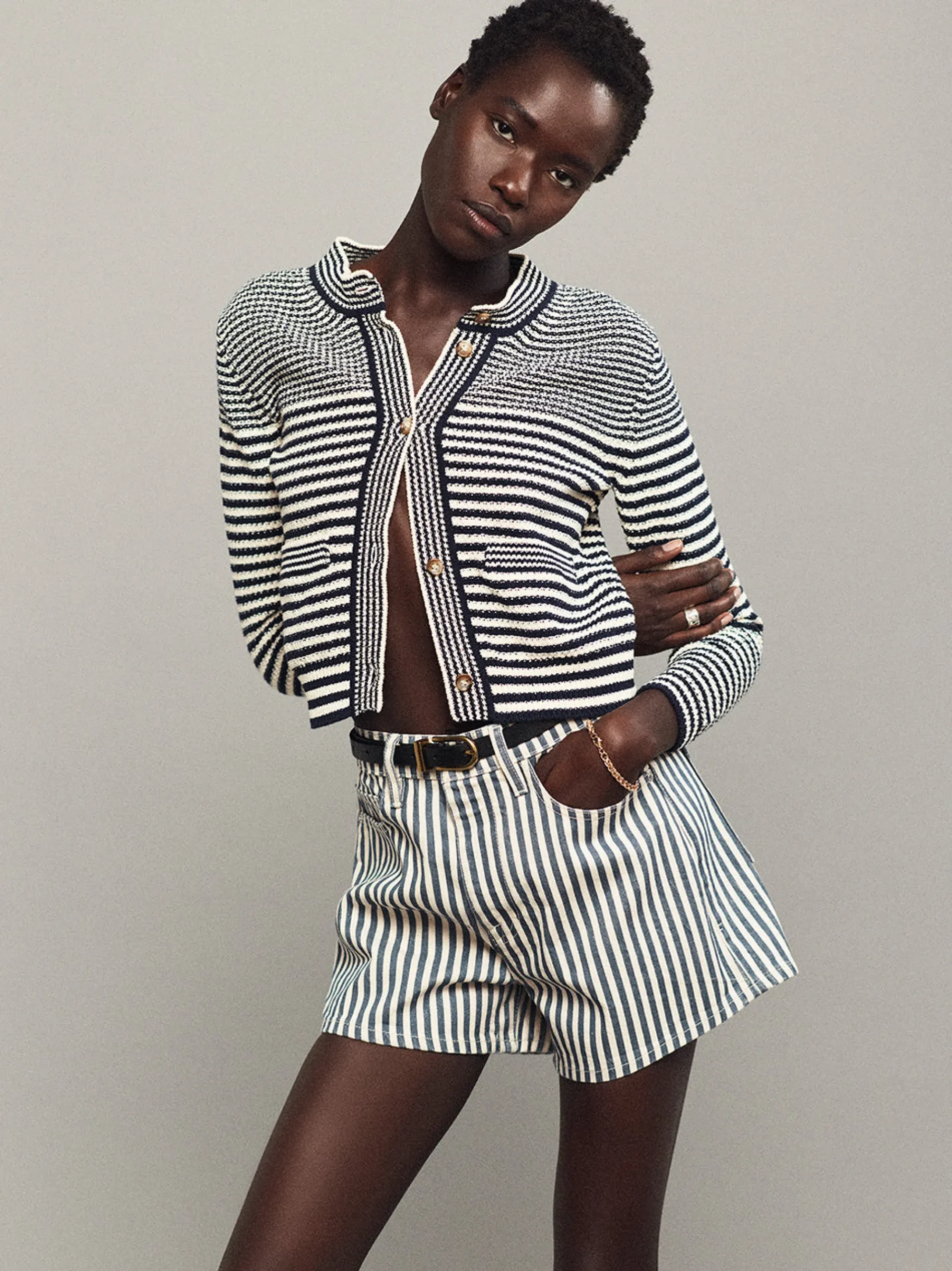 Women FRAME The Vintage Relaxed Short in Seaport Stripe