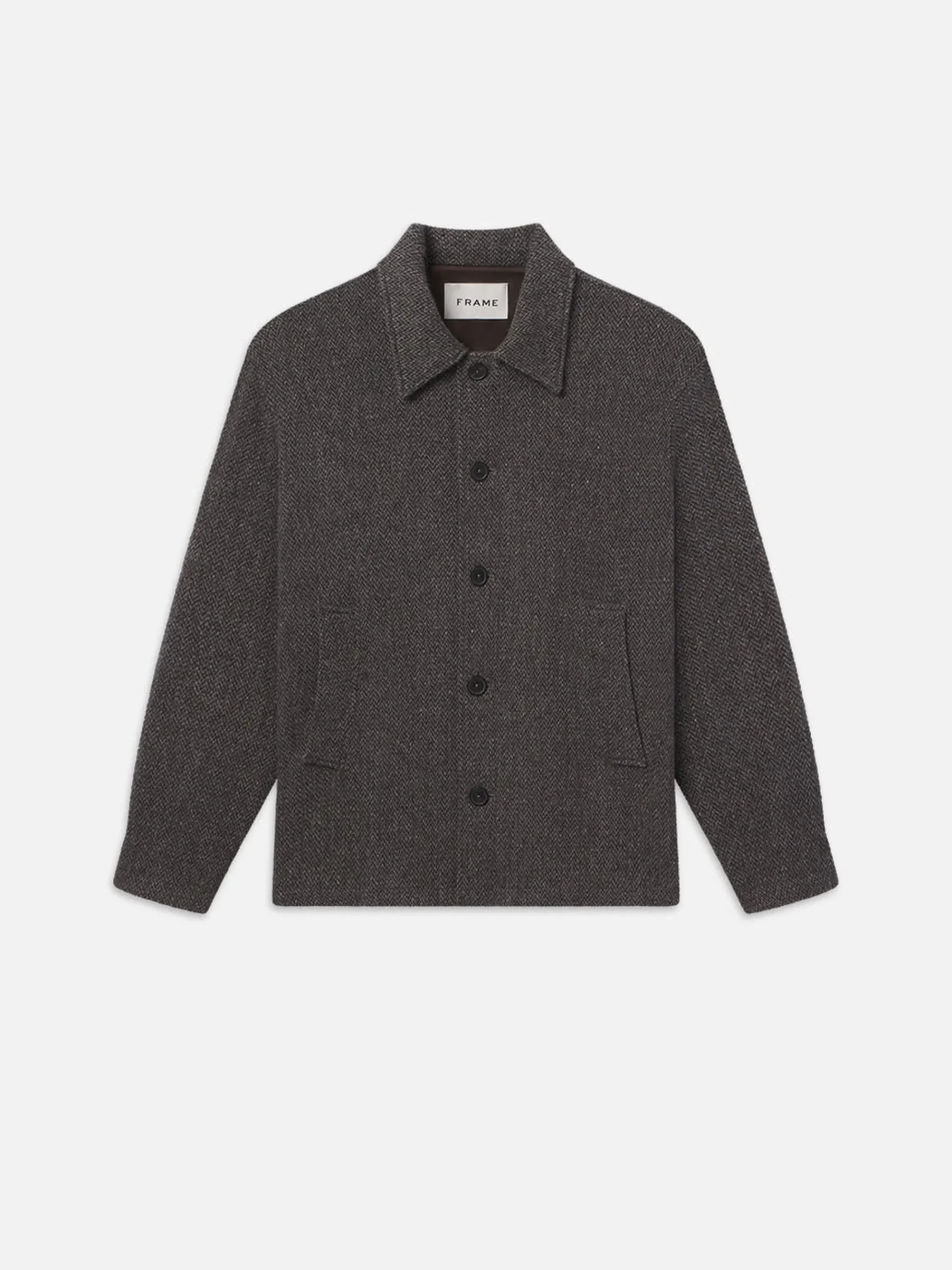 FRAME Tweed Shirt Jacket in Heather Brown
