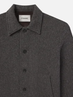 FRAME Tweed Shirt Jacket in Heather Brown