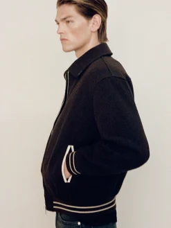 FRAME Varsity Jacket in Dark Brown