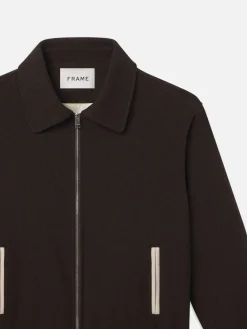 FRAME Varsity Jacket in Dark Brown
