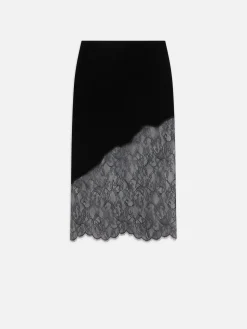Women FRAME Velvet Lace Skirt in