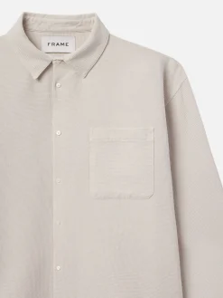 FRAME Waffle Textured Shirt in Off White