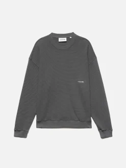 FRAME Waffle Textured Sweatshirt in Charcoal Grey