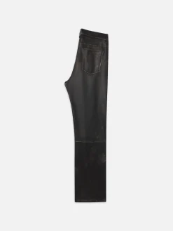 FRAME Washed Leather Pant Trousers in Black Washed