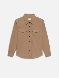 FRAME Western Denim Shirt in Dark Beige