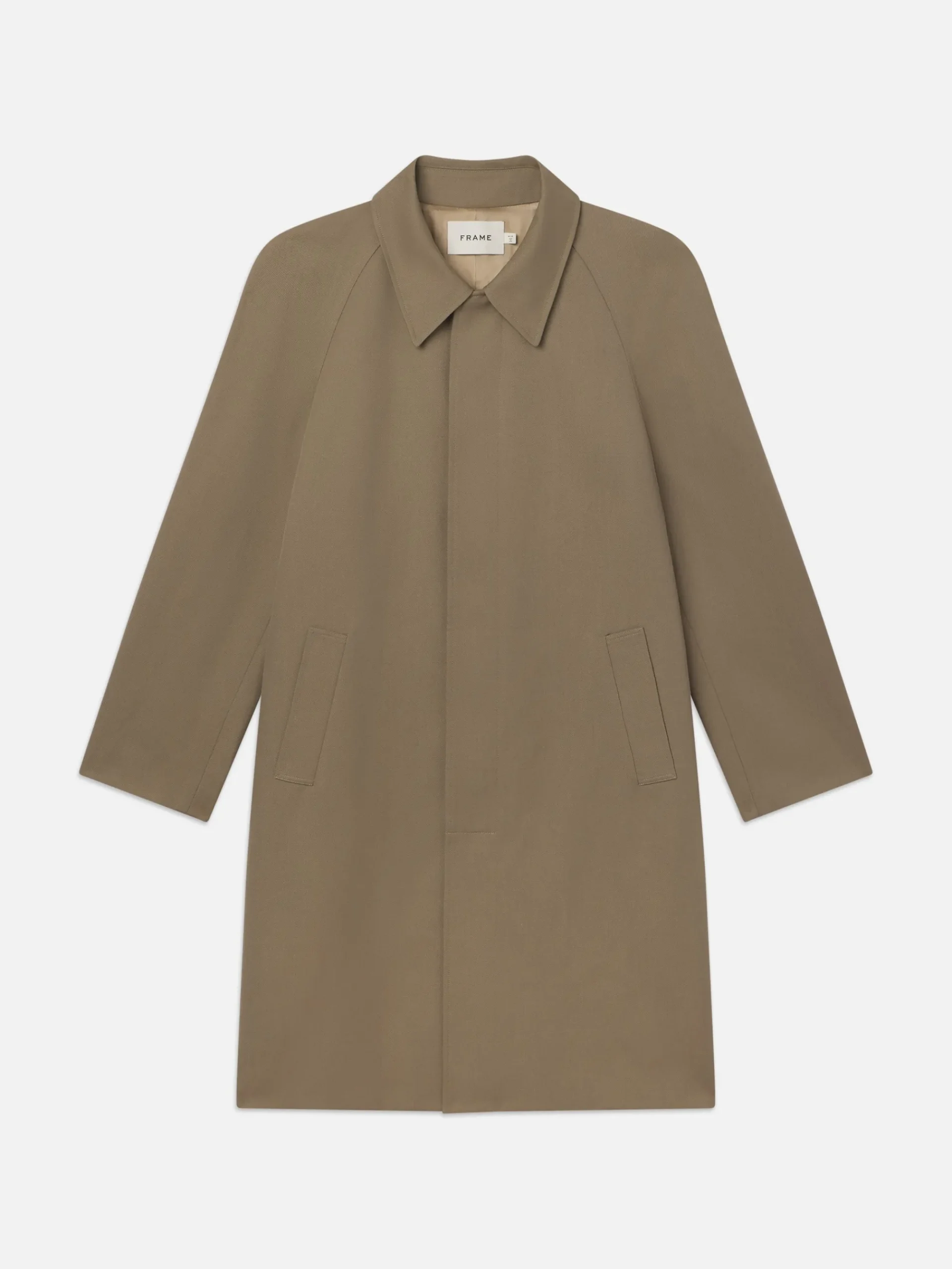 FRAME Wool Trench Coat in Light Brown