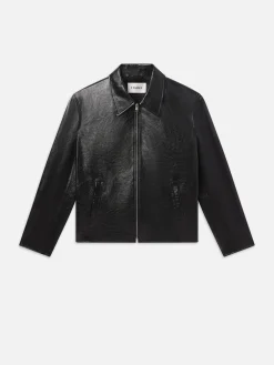 FRAME Zip Up Leather Jacket in